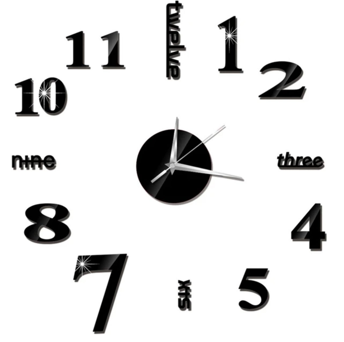 Reloj de pared 3D de 60cm Negro MODELO 1