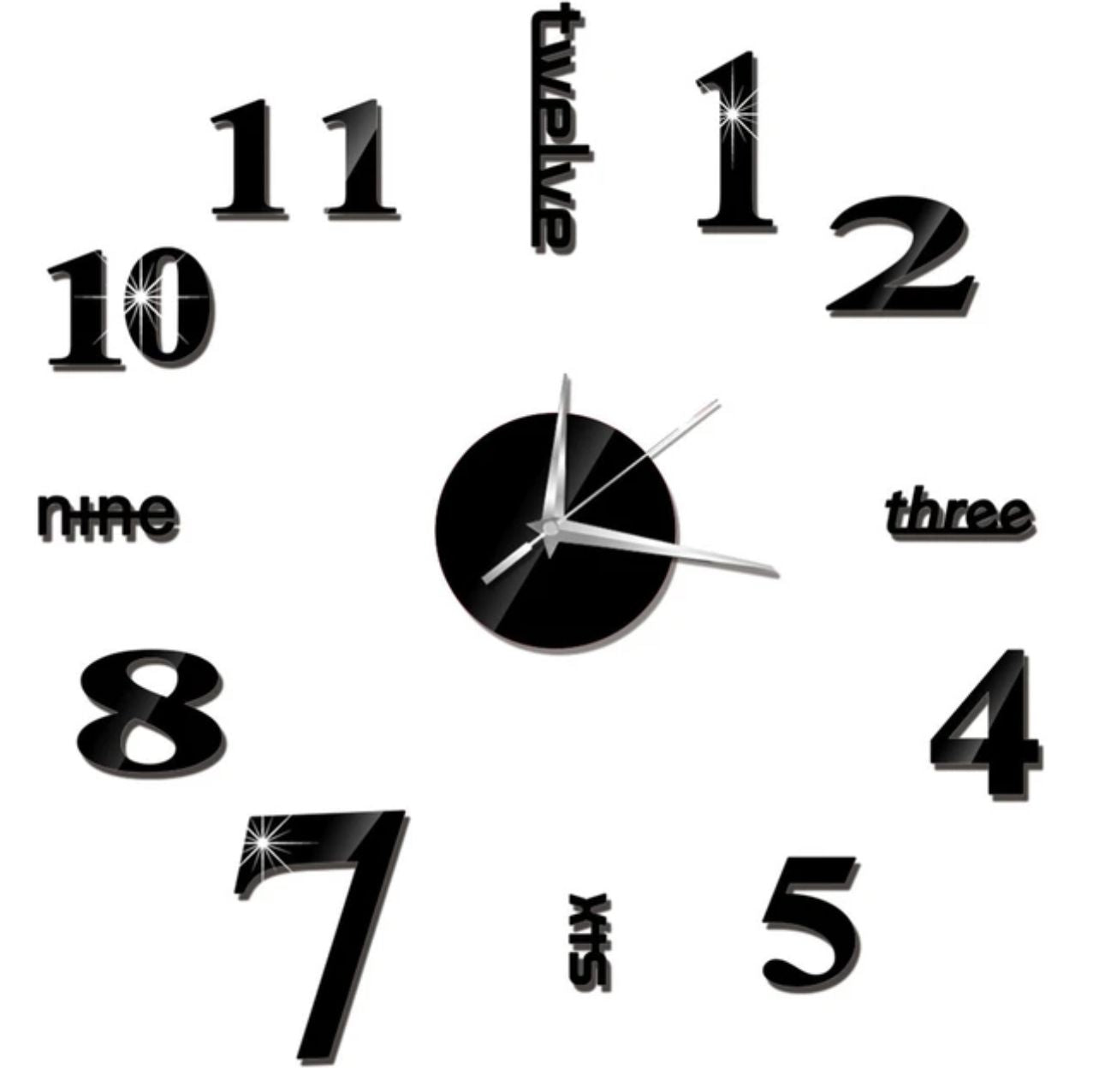 Reloj de pared 3D de 60cm Negro MODELO 1