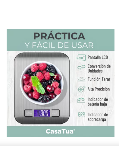 Bascula para cocina metálica