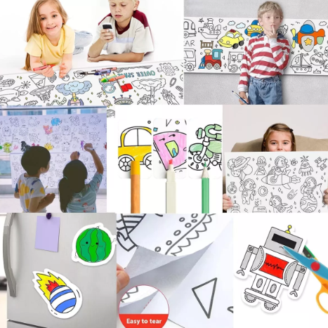 2Rollo de Colorear Para Niños+Marcadores
