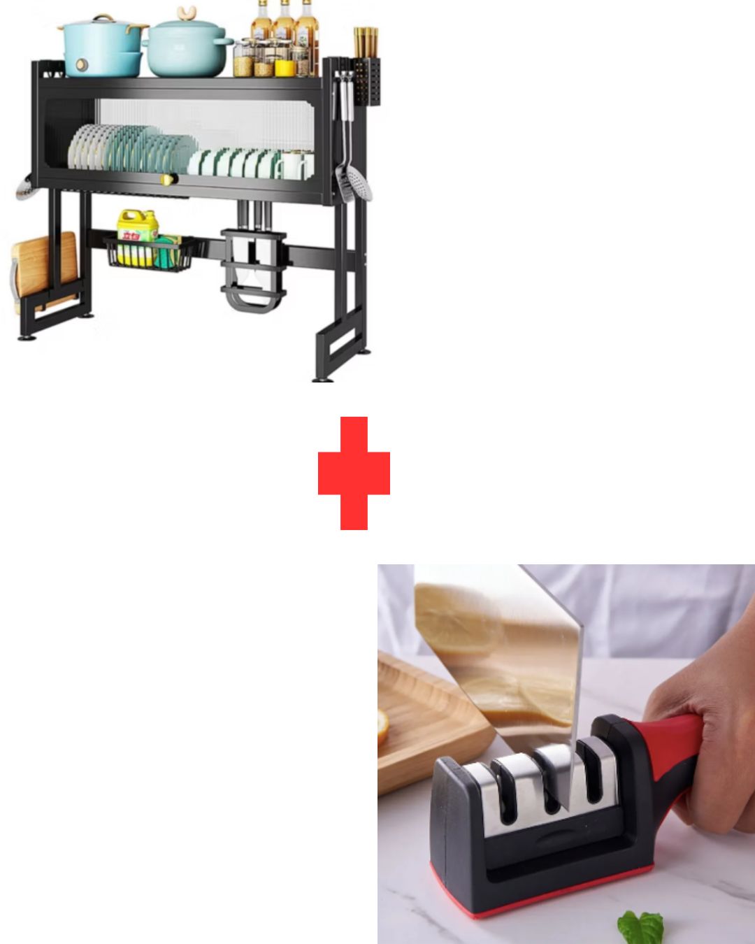 Platero escurridor con cajón + afilador
